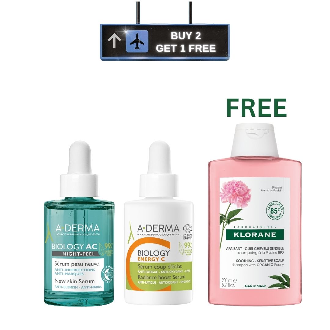 Biology AC Night Peel Anti-blemish Serum + Biology Hyalu 3 in 1 Serum with Hyaluronic Acid + Peony Shampoo