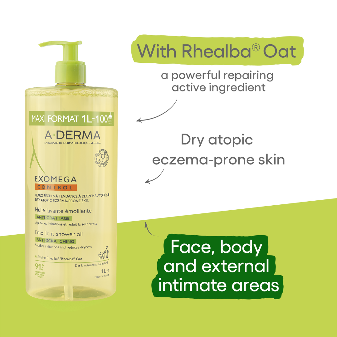 Aderma - A-Derma Exomega Control Emollient anti-scratch soothing & cleansing oil for eczema-prone skin | MazenOnline
