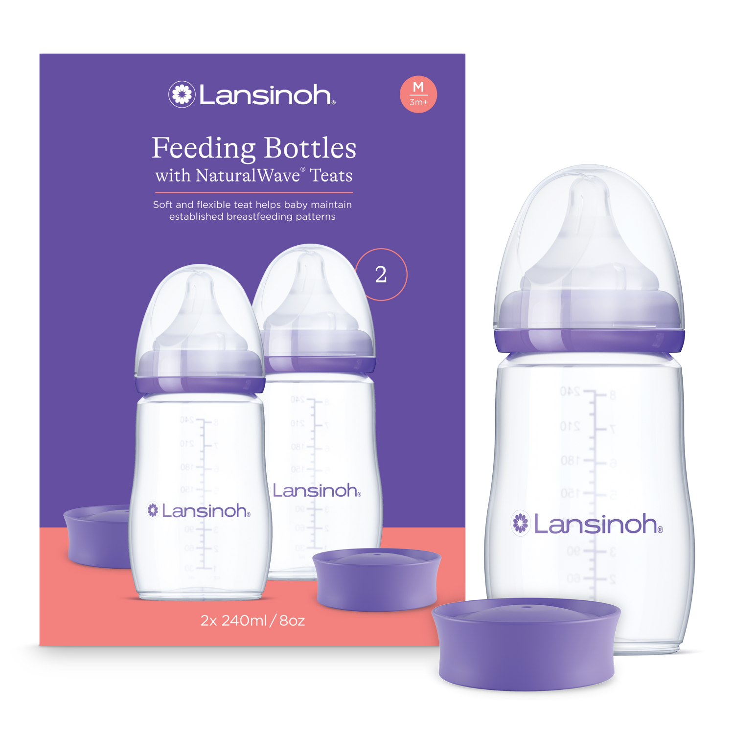 Lansinoh - Plastic Feeding Bottles with NaturalWave Teat X 2 | MazenOnline Main image