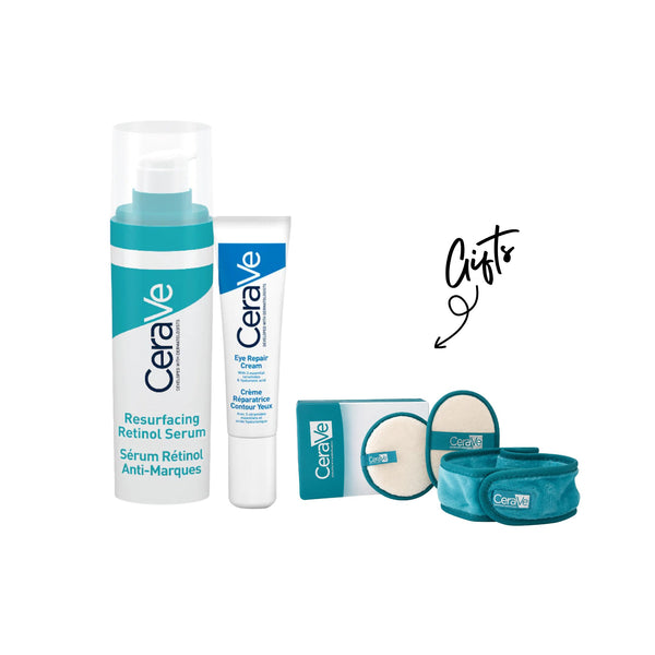 Resurfacing Retinol Serum + PM Facial Moisturizing Lotion Night Cream with Hyaluronic Acid + Gift
