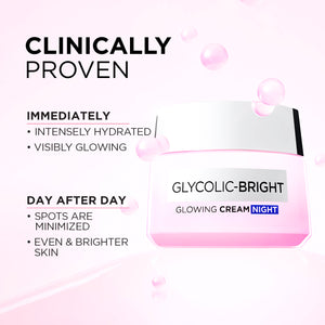 L'Oréal Paris - Glycolic-Bright Glowing Night Cream, for Dark Spots Reduction, Glow Boosting, and Skin Tone Evenness | MazenOnline