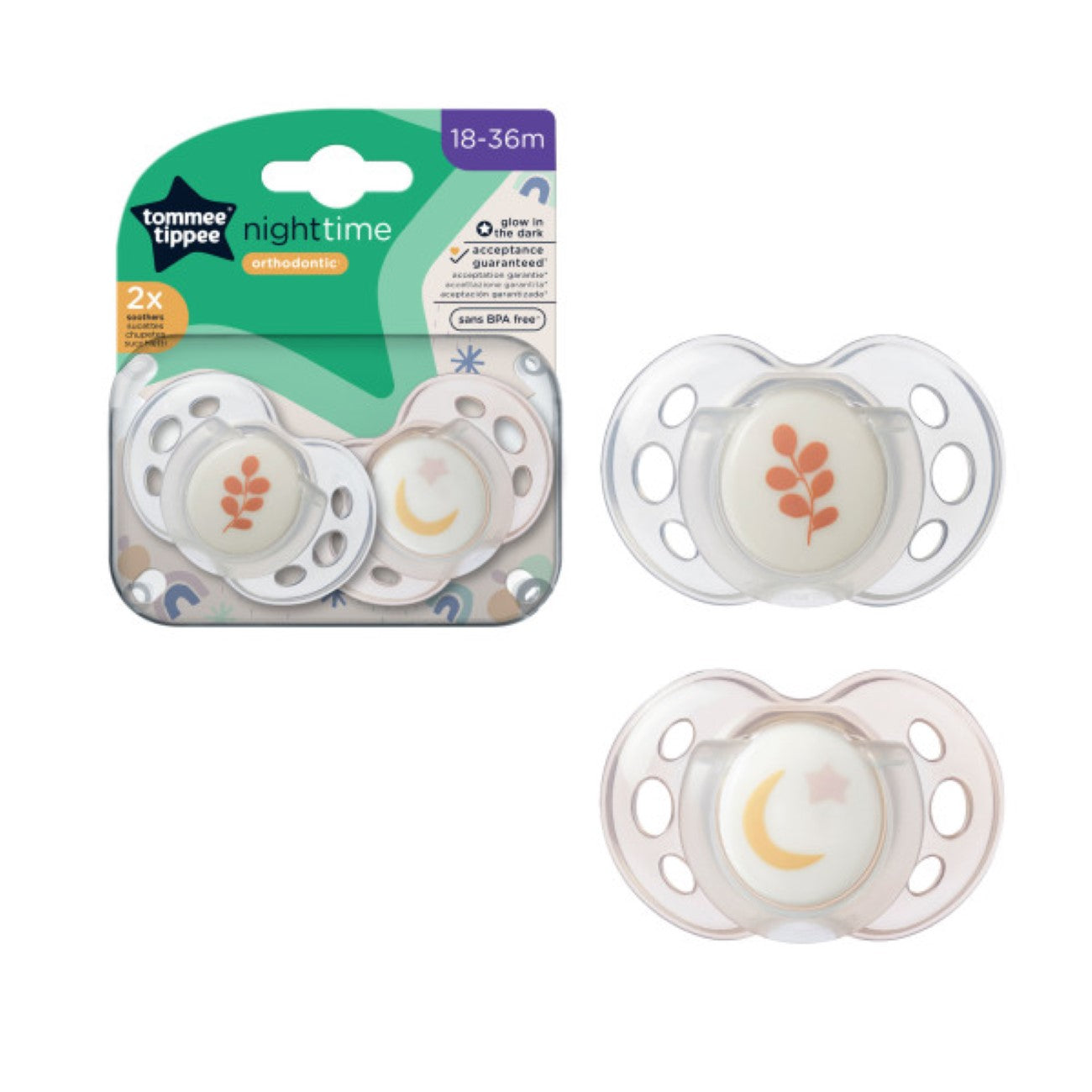 Tommee Tippee - Night Time Soother 18-36M -Pack of 2 | MazenOnline