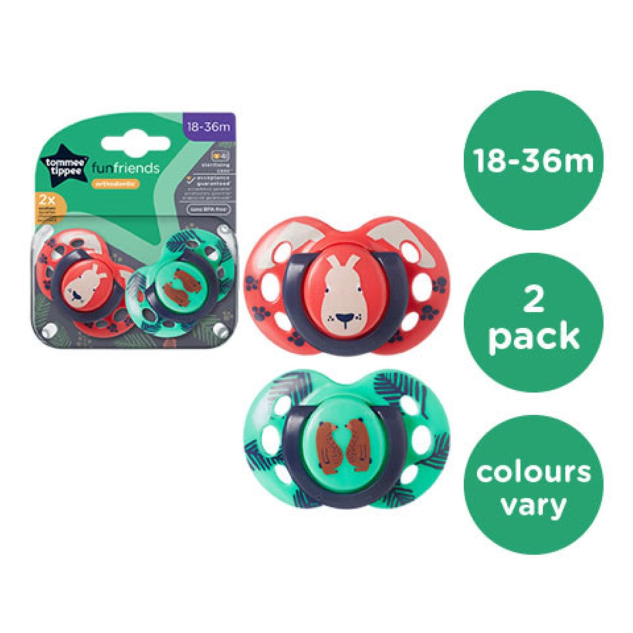 Tommee Tippee - Fun Style Soother 18-36M - Pack of 2 | MazenOnline