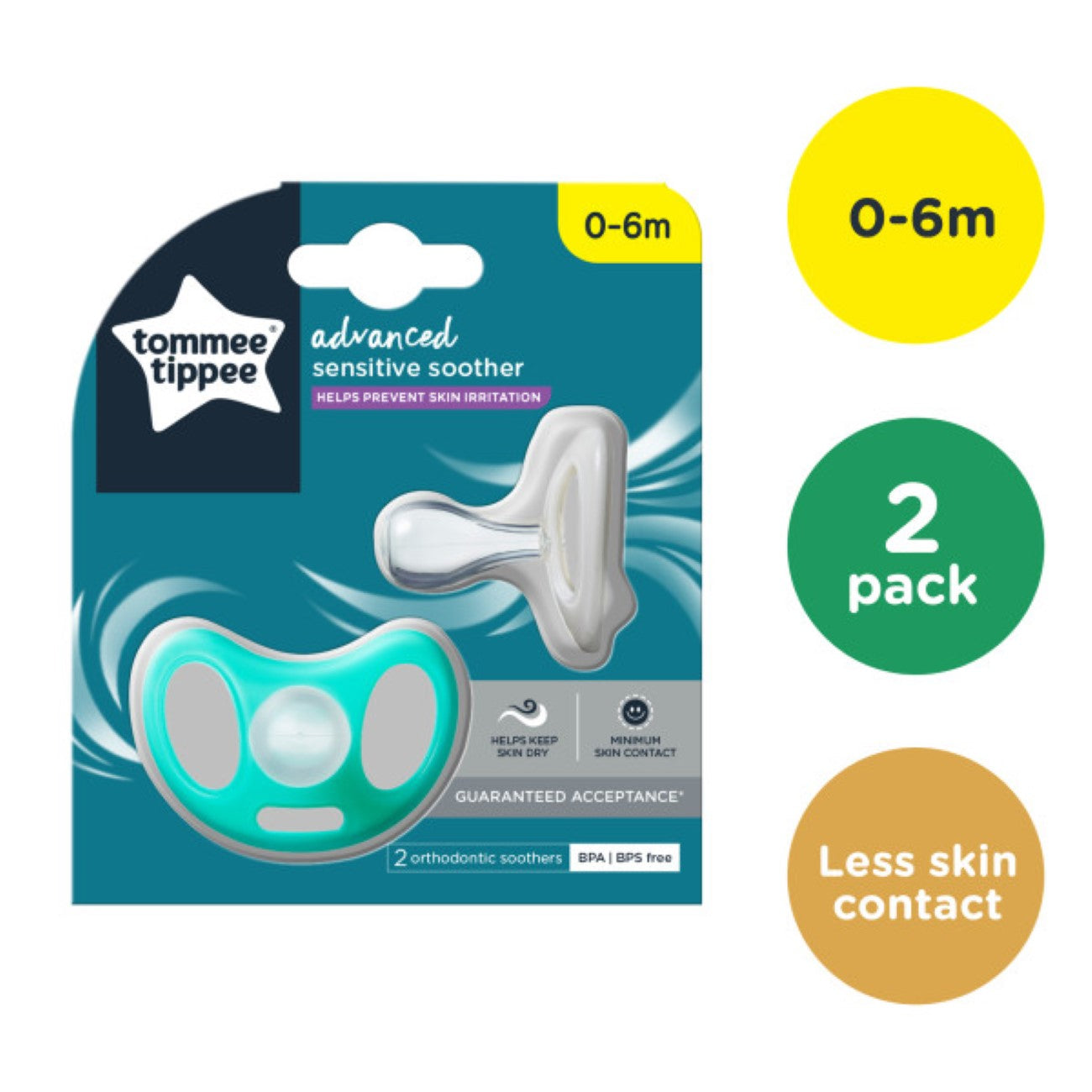 Tommee Tippee - Advanced Sensitive Soother (0-6M) - Pack of 2 | MazenOnline
