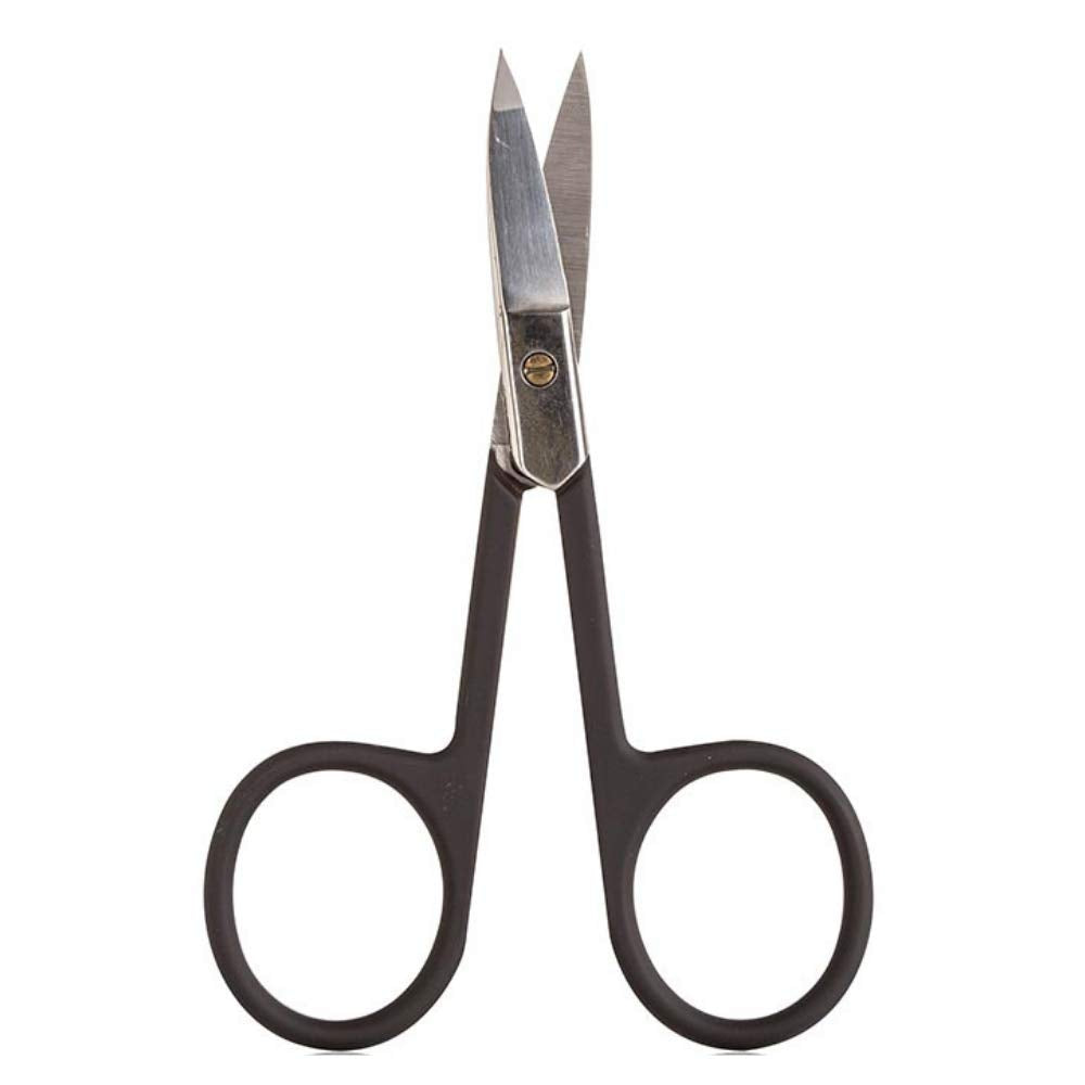 Black Rubber Handle Curved Nail Scissor - Stainless Steel Precision Curved Blades - 3.5inch - MazenOnline Main image