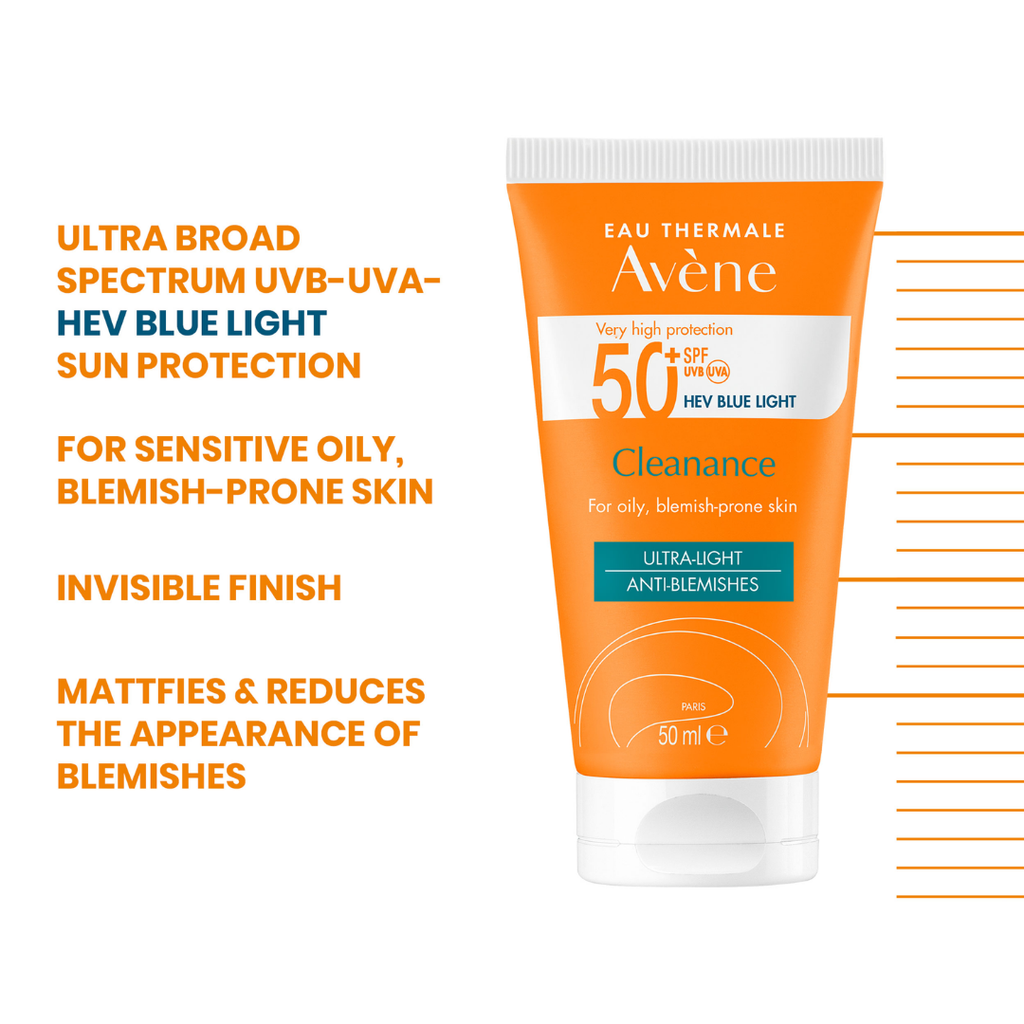 Avène - Buy Avène Cleanance Sunscreen SPF 50+ Get Avène After Sun Repair Lotion travel size 50ml | Light Weight & Invisible Oily Skin Sunscreen and After Sun Lotion | MazenOnline
