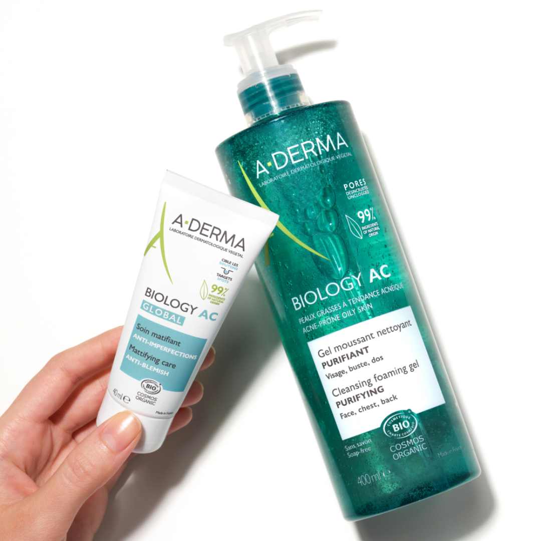 Aderma - Buy one A-Derma Biology AC Mattifying anti-blemish global treatment and get a FREE 200ml Biology AC Purifying foaming gel | MazenOnline
