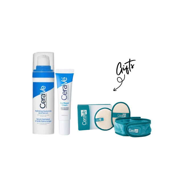 Eye Repair Cream for Dark Circles and Puffiness with Hyaluronic Acid + Resurfacing Retinol Serum + Gift