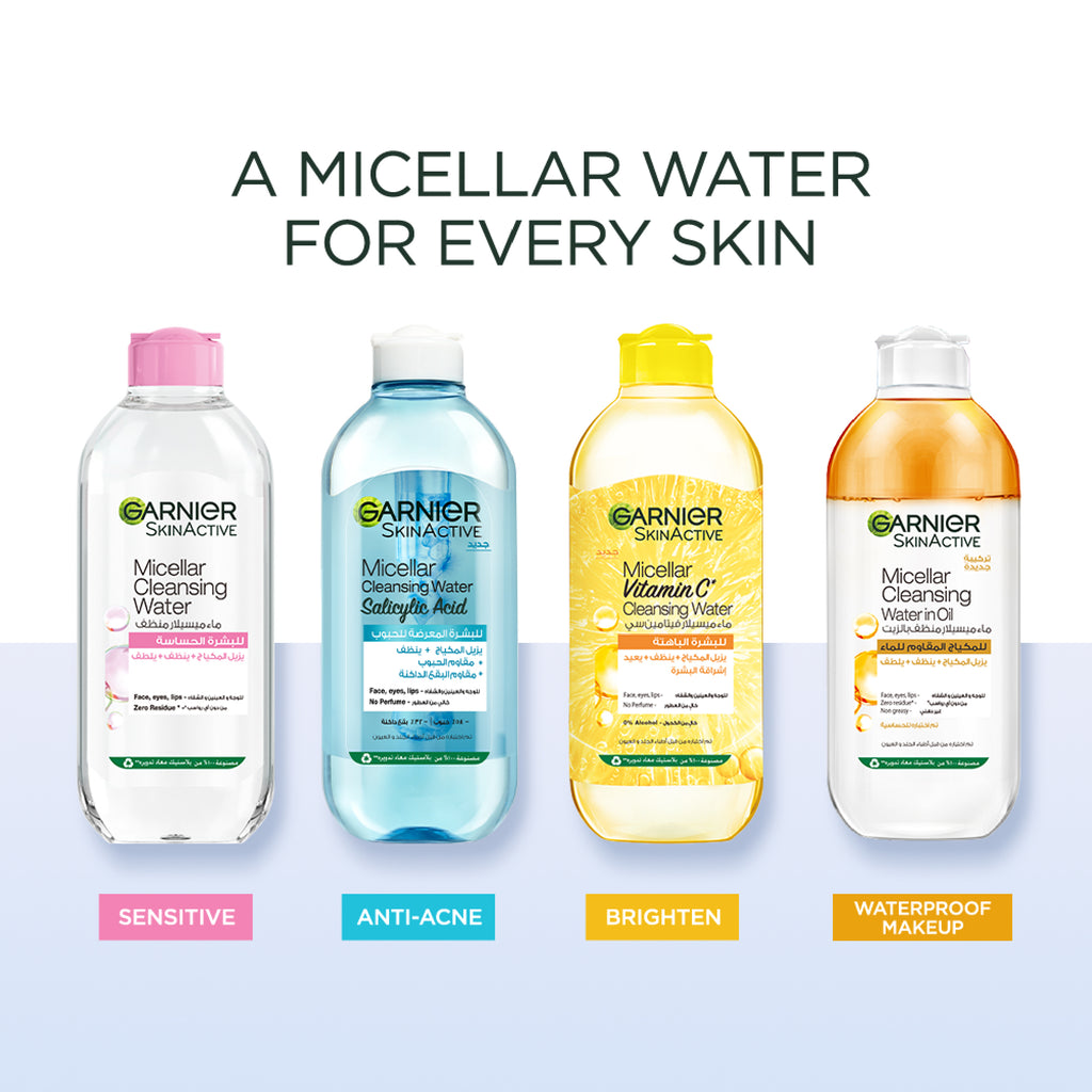 Garnier - Micellar Water Facial Cleanser and Makeup Remover Pink for Sensitive Skin | MazenOnline