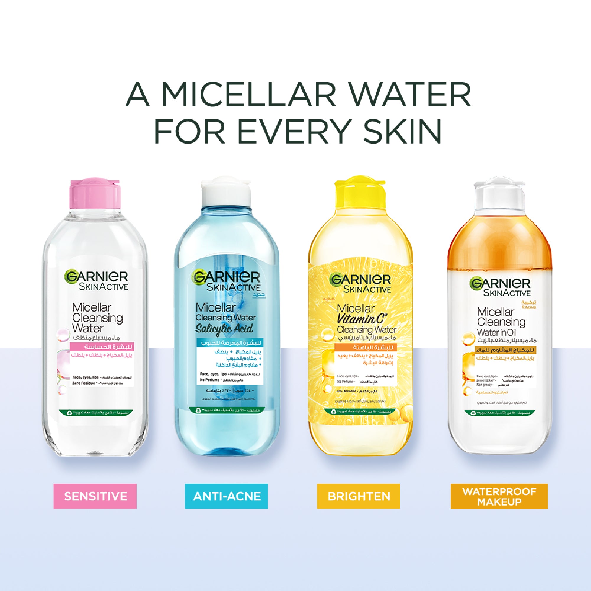 Garnier - Micellar Water Facial Cleanser and Makeup Remover Pink for Sensitive Skin | MazenOnline