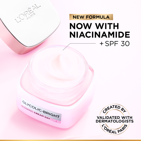 L'Oréal Paris - Glycolic-Bright Glowing Day Cream, for Dark Spots Reduction, Glow Boosting and Skin Tone Evenness, SPF 30 | MazenOnline