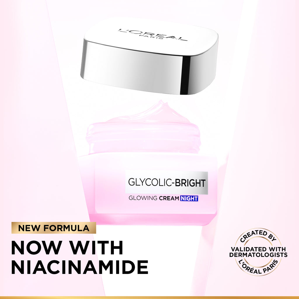 L'Oréal Paris - Glycolic-Bright Glowing Night Cream, for Dark Spots Reduction, Glow Boosting, and Skin Tone Evenness | MazenOnline