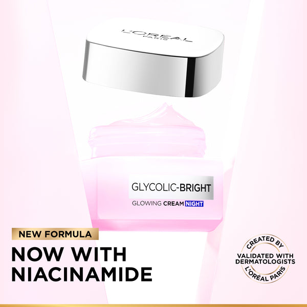 L'Oréal Paris - Glycolic-Bright Glowing Night Cream, for Dark Spots Reduction, Glow Boosting, and Skin Tone Evenness | MazenOnline