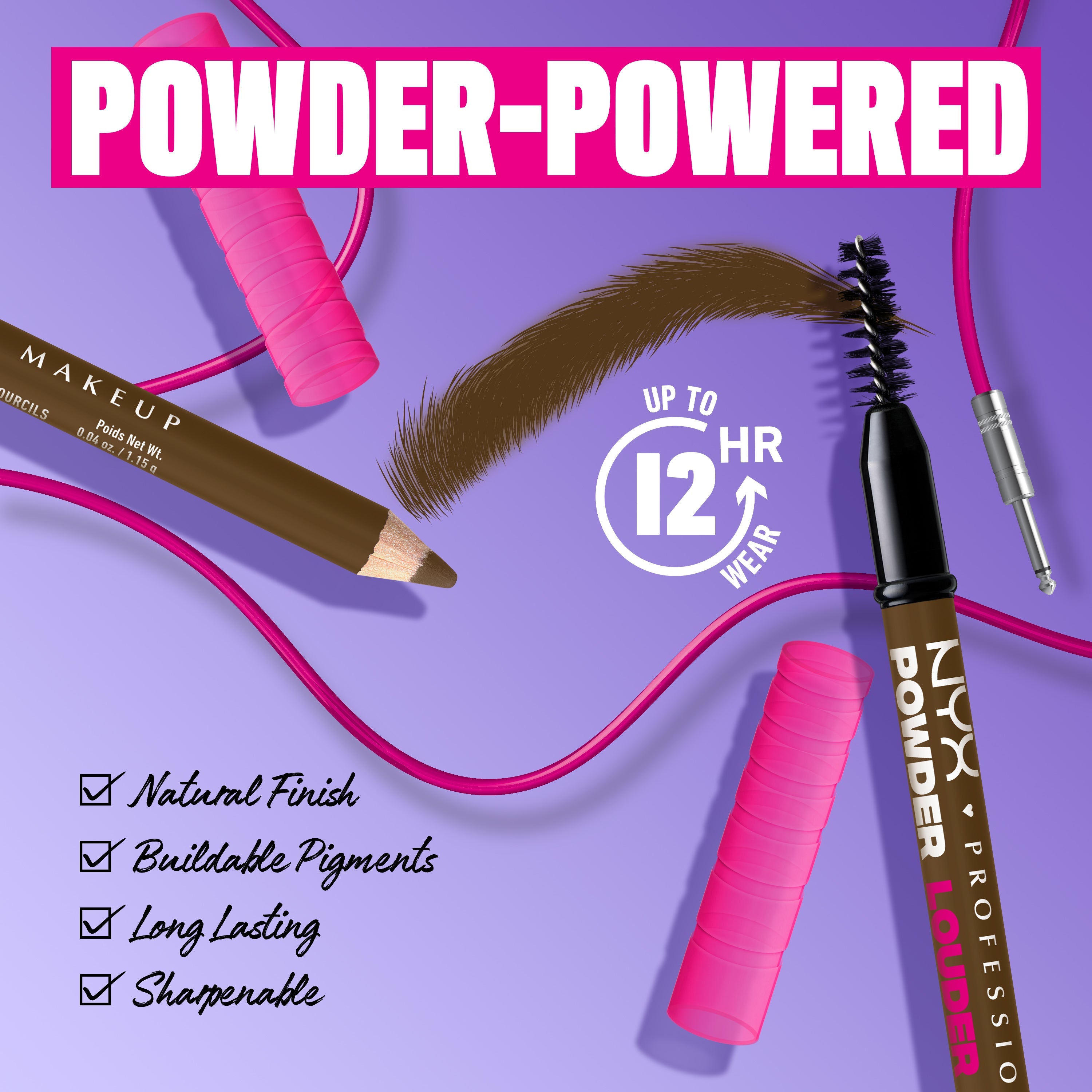 NYX Professional Makeup - Powder Louder, Brow Pencil, 12Hr Wear, Buildable Micro-Fibers | MazenOnline