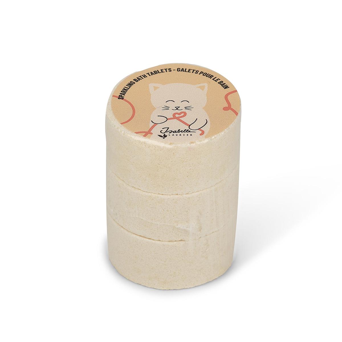 Isabelle Laurier Fizzing Bath Tablets Biscuit the Cat – Cotton Flower 75g