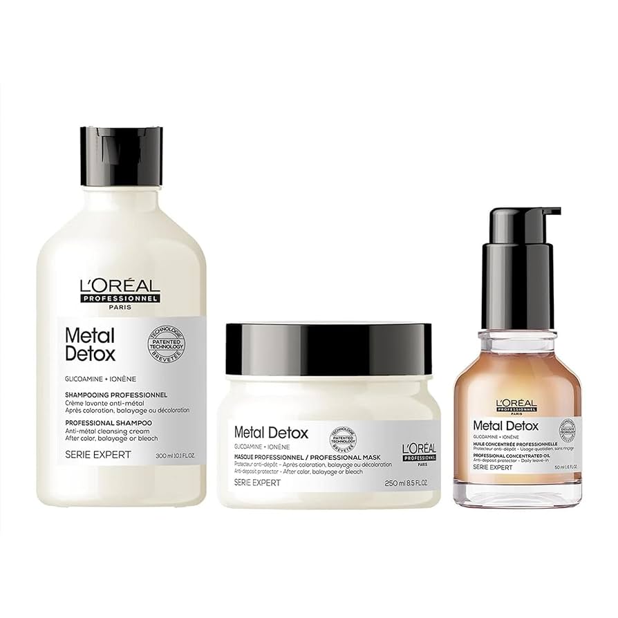 L'Oréal Professionnel - Metal Detox Shampoo 300ml, Hair Mask 250ml & Leave-In Cream 100ml | MazenOnline