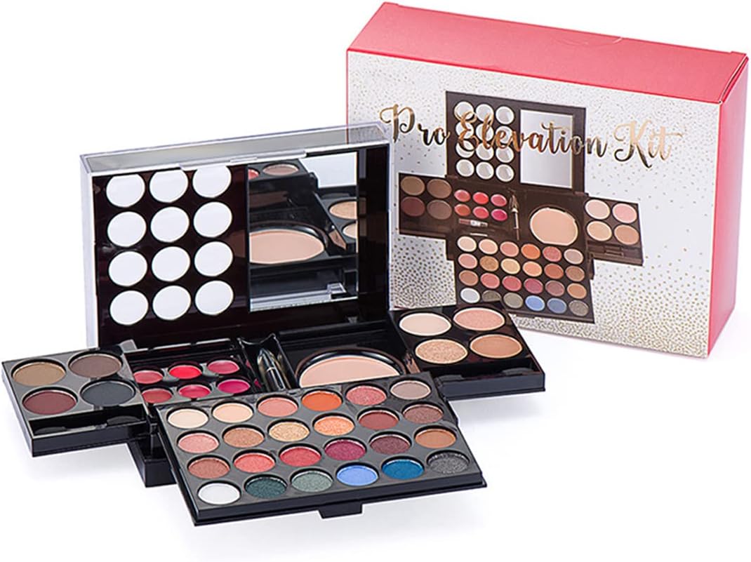 RoseFlower 39 Colors Cosmetic Makeup Palette , Small Makeup Kit for Women and Teen Girl, Color Combination Makeup Set with Eyeshadow Palette Eyebrow Powder Lip Gloss and Mirror - MazenOnline Main image