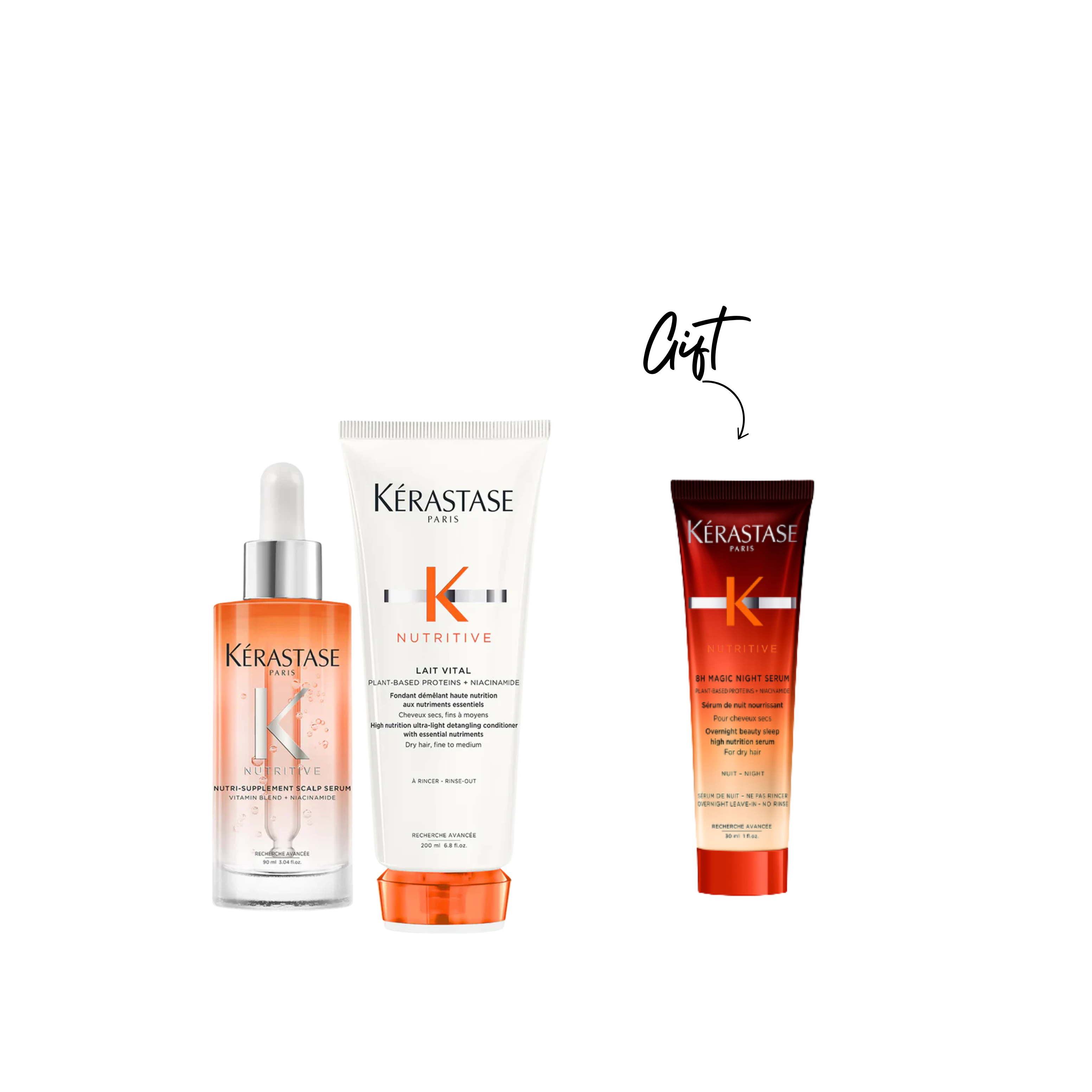 Nutritive Lait Vital Conditioner + Nutri-Supplement Scalp Serum With Niacinamide For Dry Hair + Gift