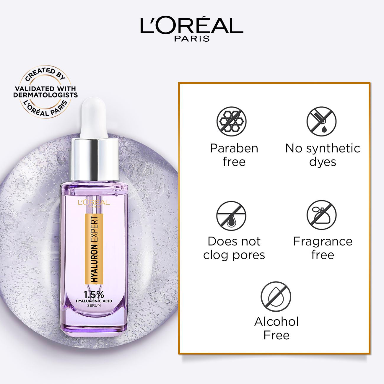 L'Oréal Paris - Hyaluron Expert Replumping Face Serum, with 1.5% Hyaluronic Acid, for Fine Lines Reduction, Hydration and Youthful Looking Skin | MazenOnline