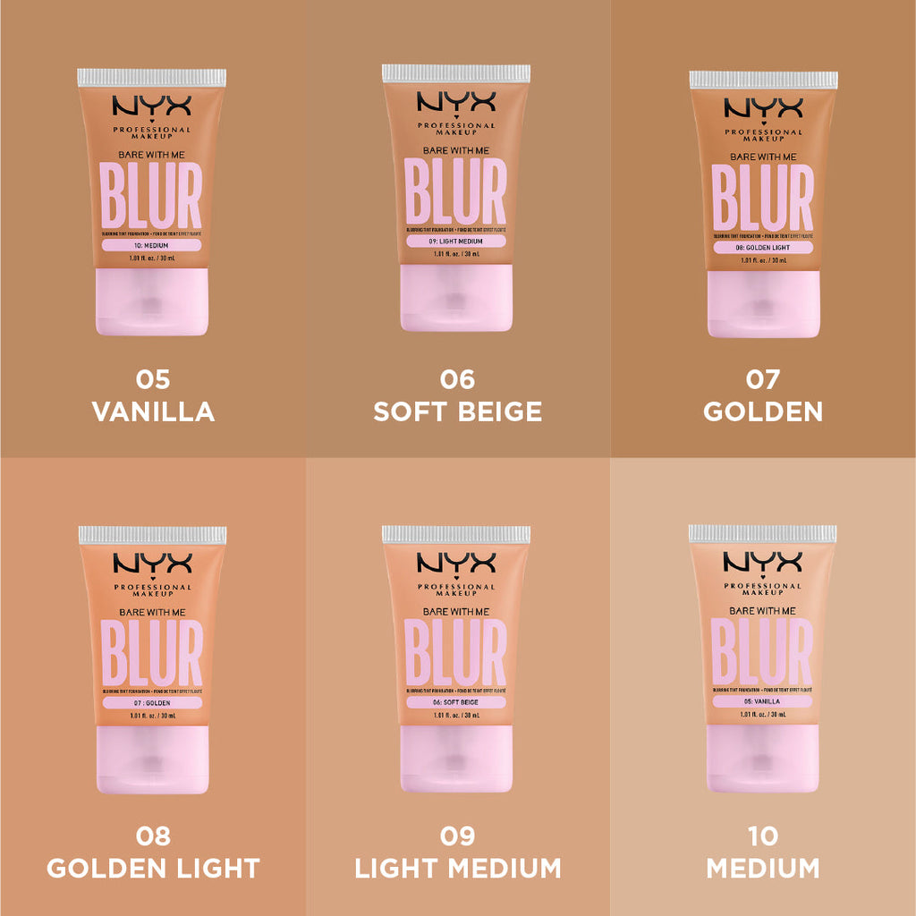 NYX Professional Makeup - Bare with Me Blur Tint Foundation, Medium Coverage, 12 Hours Hydrating | MazenOnline