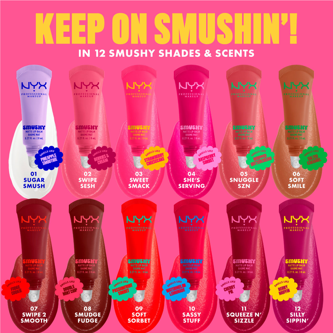 NYX Professional Makeup - Smushy Matte Lip Balm, Soft Diffused Color, Matte Finish | MazenOnline