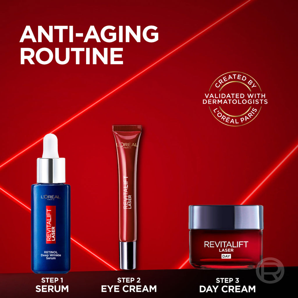 L'Oréal Paris - Revitalift Laser X3 Triple Action Anti-Aging Day Cream, to smooth Wrinkles, firm skin, and Brighten Complexion, SPF 25 | MazenOnline