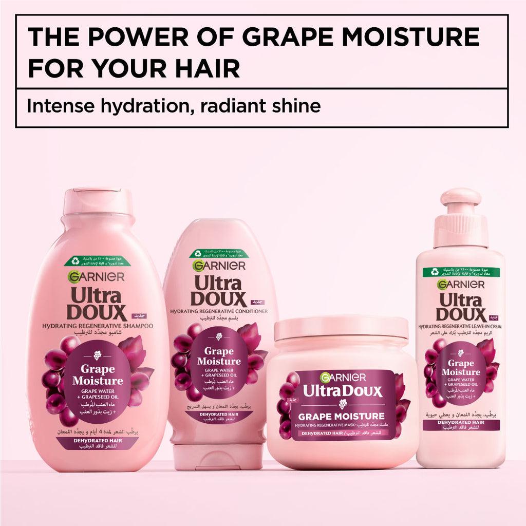 Garnier - Ultra Doux Grape Moisture 2 in 1 Styling Cream, Volumizing Hydration for Dehydrated Hair. Hydrating Grape Water + Antioxidant Grapeseed Oil - Paraben-Free, Vegan, Cruelty-Free | MazenOnline