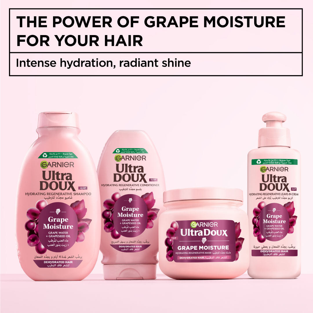 Garnier - Ultra Doux Grape Moisture - Deep Regenerative Mask for Dehydrated Hair. Hydrating Grape Water + Antioxidant Grapeseed Oil -- Paraben-Free, Vegan, Cruelty-Free | MazenOnline