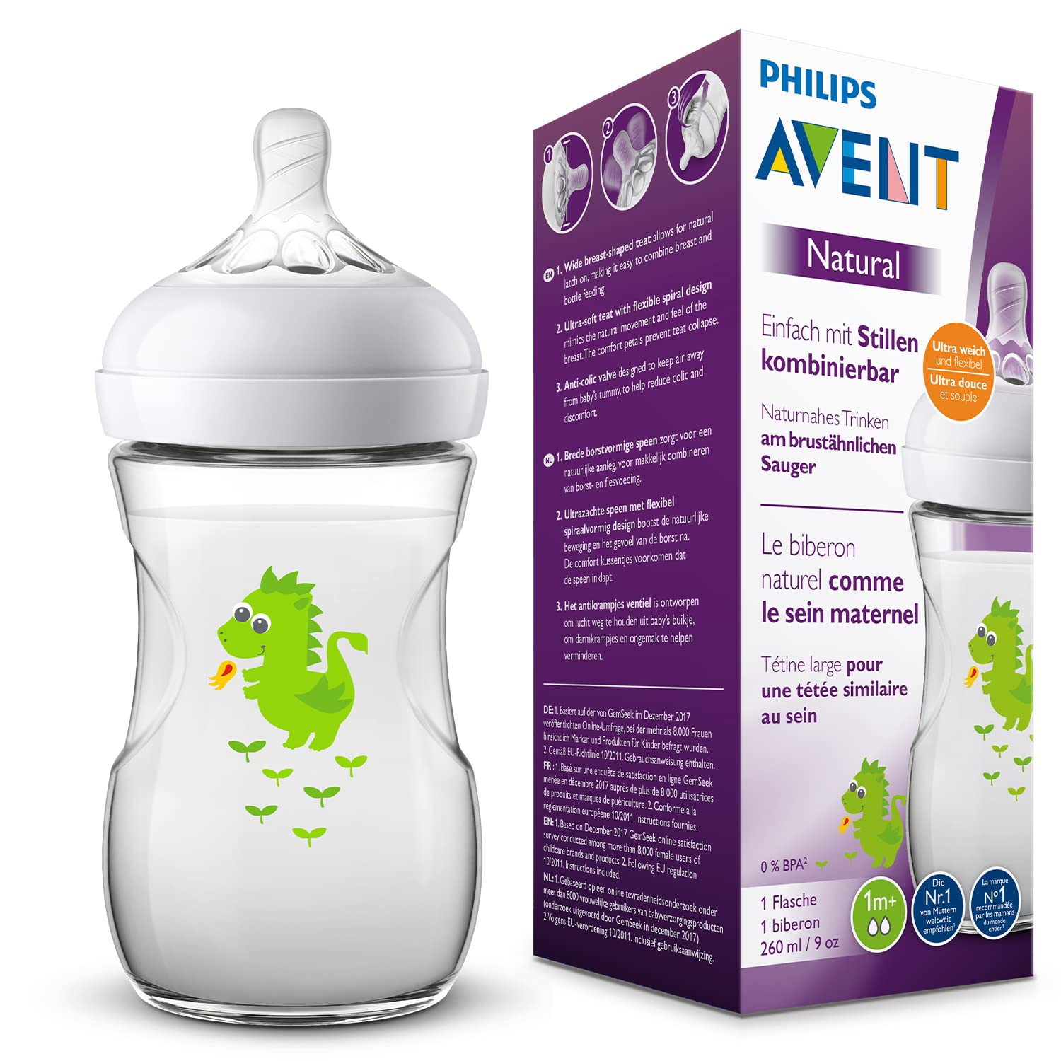 Natural Feeding Bottle with Dragon Design, 260m - MazenOnline
