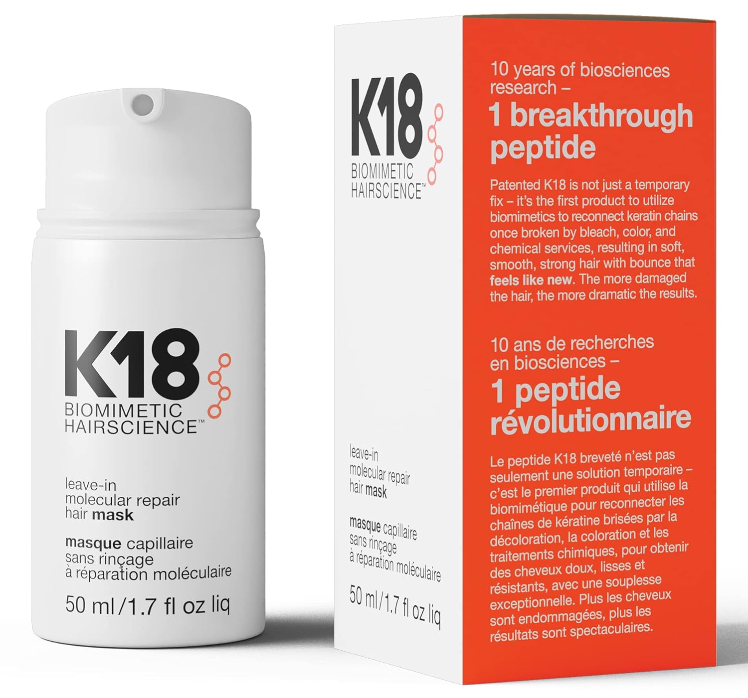 K18 - Leave-In Molecular Hair Mask - Repairs Dry or Damaged Hair | MazenOnline