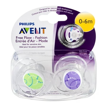 Contemporary Freeflow Pacifier 0-6 Months - Assorted 2pk - MazenOnline