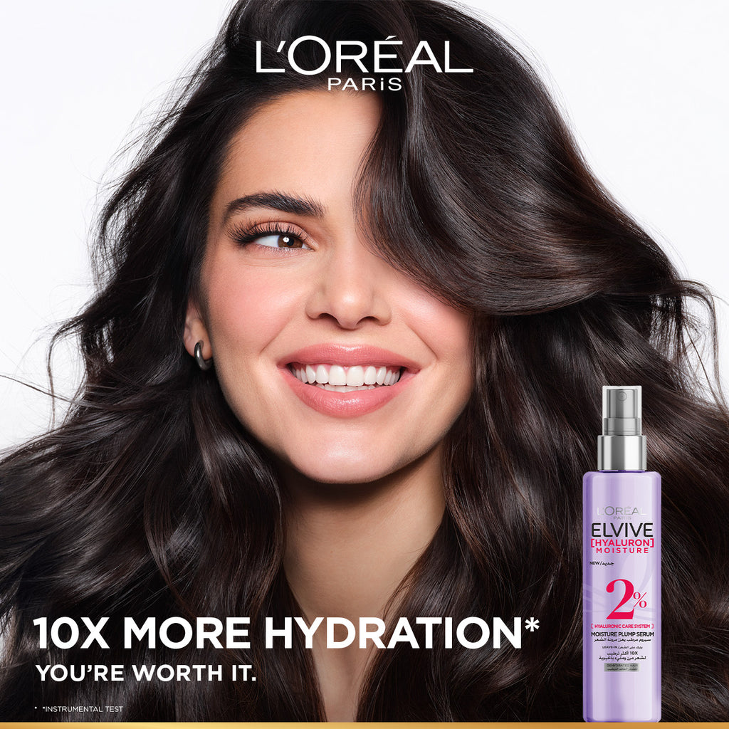 Elvive Hyaluron Plump 2% Moisture Plump Serum with Hyaluronic Acid For Dehydrated Hair