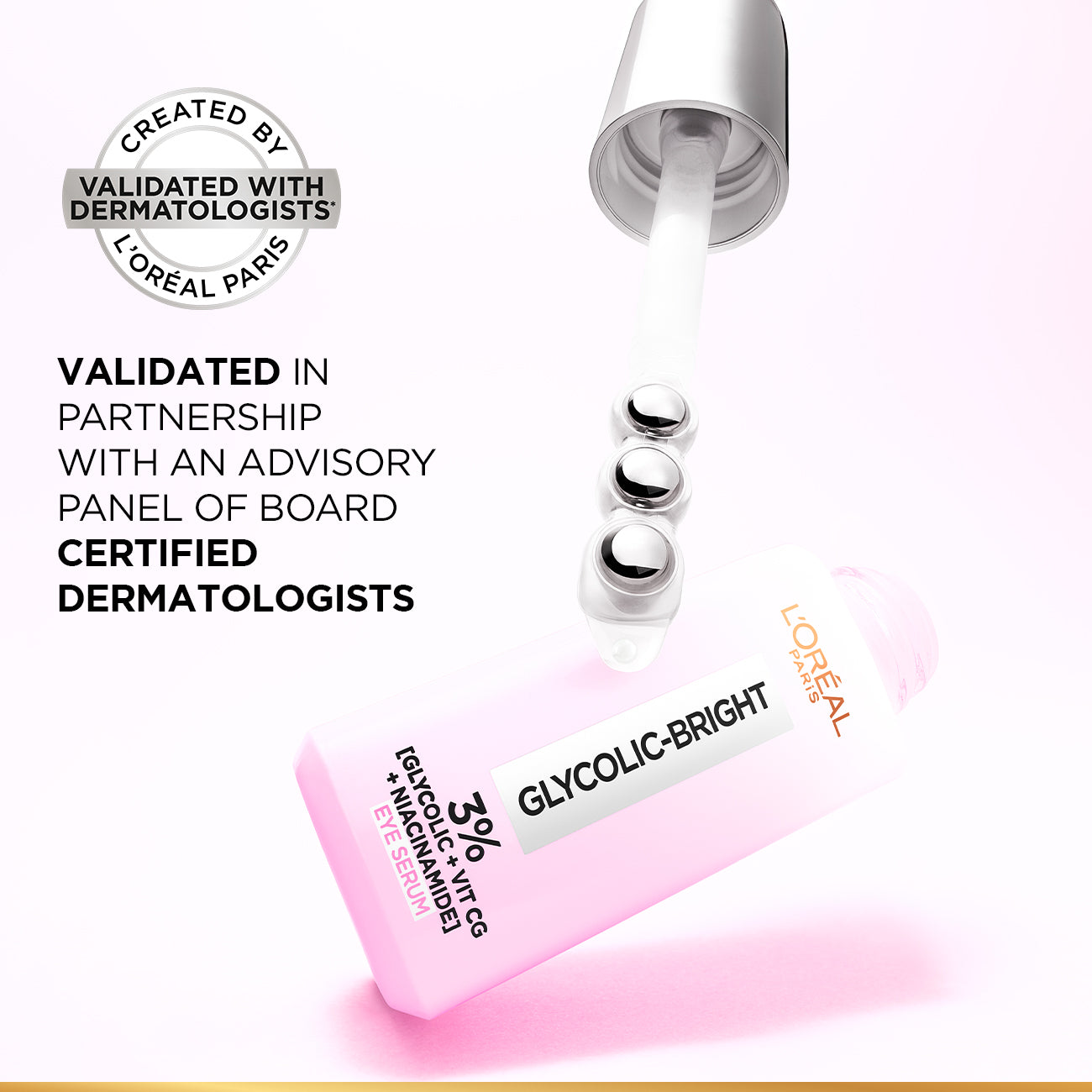 L'Oréal Paris - Glycolic Bright Eye Serum, with 3% (Glycolic Acid  + Vitamin CG + Niacinamide], for Dark Circles and Under Eyes Brightening | MazenOnline