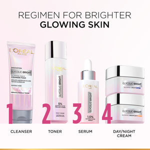 L'Oréal Paris - Glycolic-Bright Glowing Peeling Toner, with 5% Glycolic Acid, for Brightening, Dark Spots Reduction and Skin Tone Evening | MazenOnline