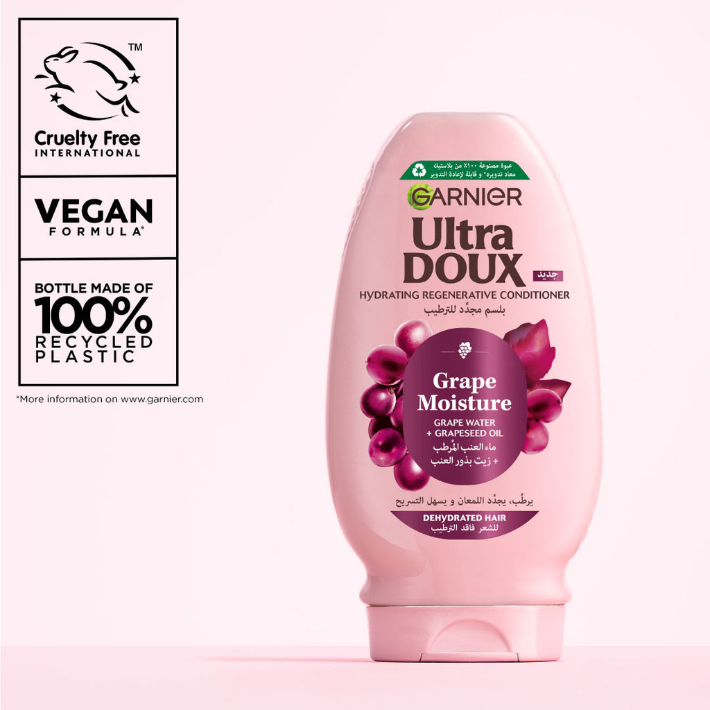 Garnier - Ultra Doux Grape Moisture - Hydrating Regenerative Conditioner for Dehydrated Hair. Hydrating Grape Water + Antioxidant Grapeseed Oil - - Paraben-Free, Vegan, Cruelty-Free | MazenOnline