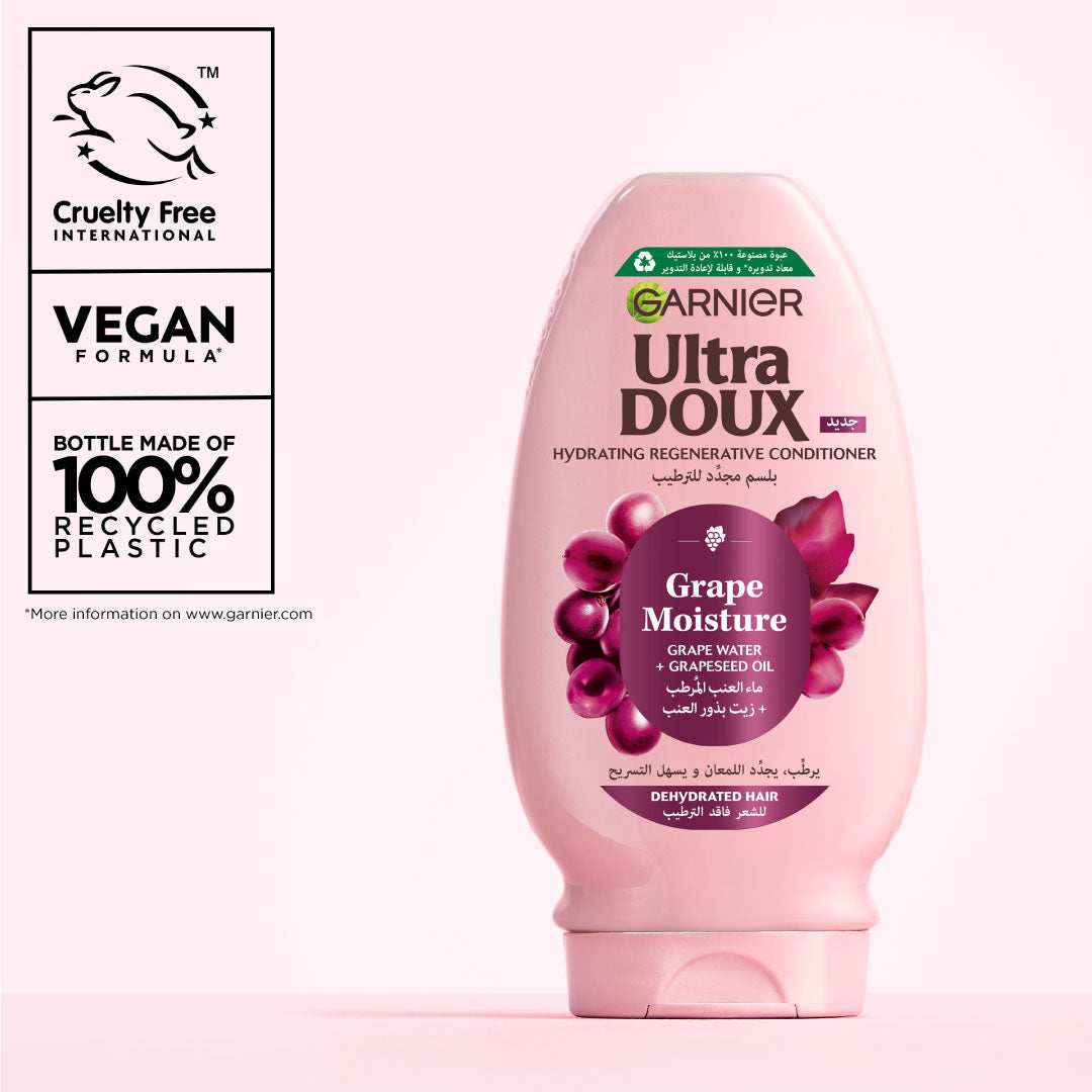 Garnier - Ultra Doux Grape Moisture - Hydrating Regenerative Conditioner for Dehydrated Hair. Hydrating Grape Water + Antioxidant Grapeseed Oil - - Paraben-Free, Vegan, Cruelty-Free | MazenOnline