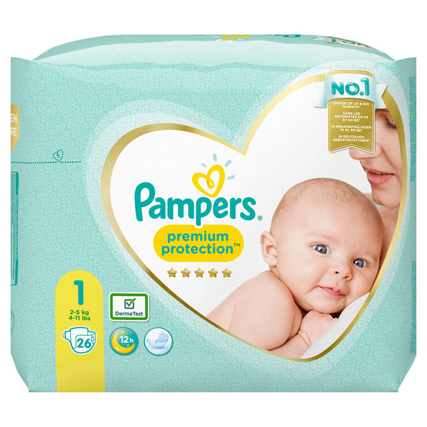 Baby Nappies Size 1 (2-5 kg) Premium Protection 26 Pieces - MazenOnline