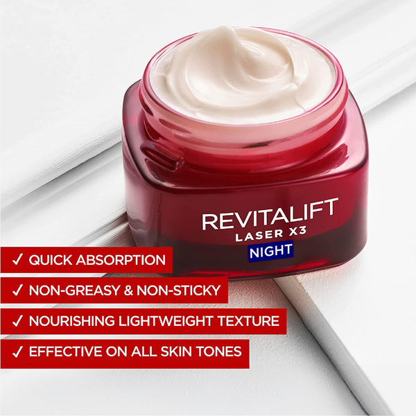 Revitalift Hydrating and Moisturizing Night Cream, for Wrinkles Reduction and  Skin Elasticity Improvement, Formulated with Pro-Retinol