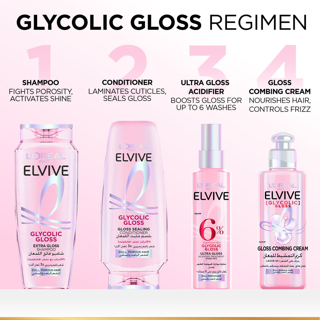 Elvive, Glycolic Gloss Shampoo, Glossing treatment, 3% [Gloss Complex] with Glycolic Acid