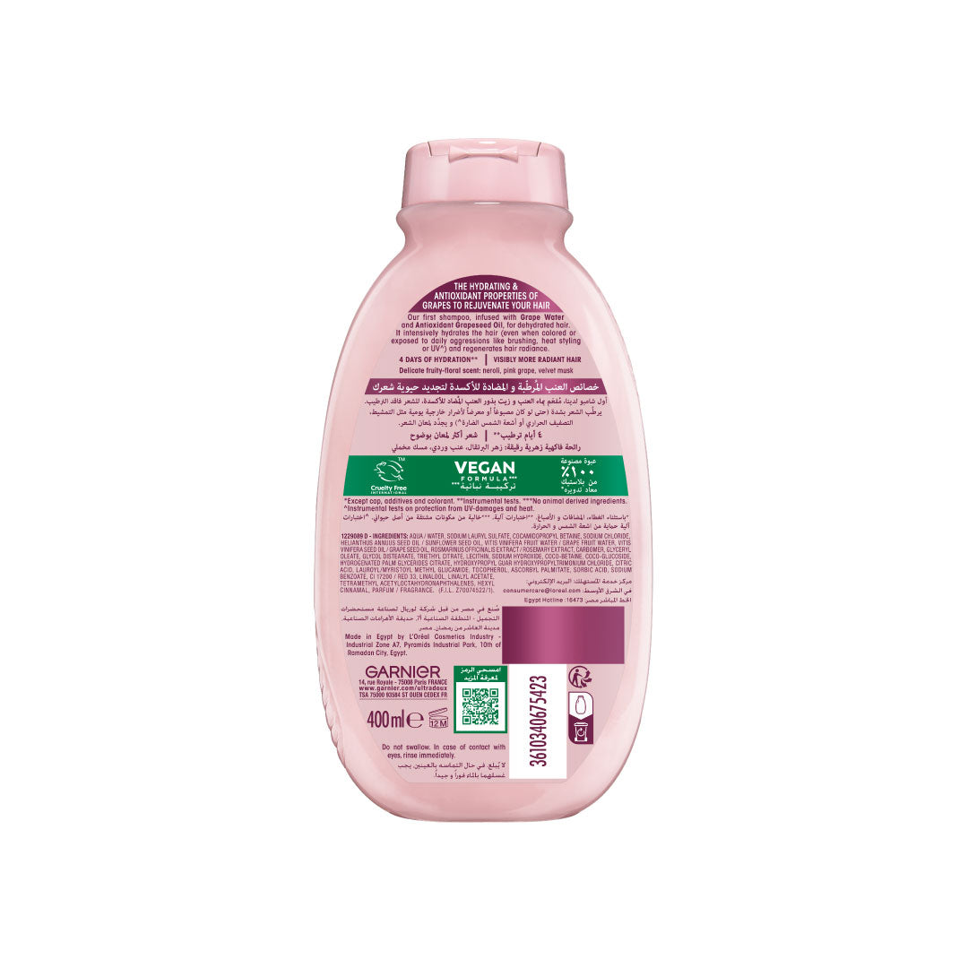 Garnier - Garnier Ultra Doux Grape Moisture - Hydrating Regenerative Shampoo for Dehydrated Hair. Hydrating Grape Water + Antioxidant Grapeseed Oil - Paraben-Free, Vegan, Cruelty-Free | MazenOnline