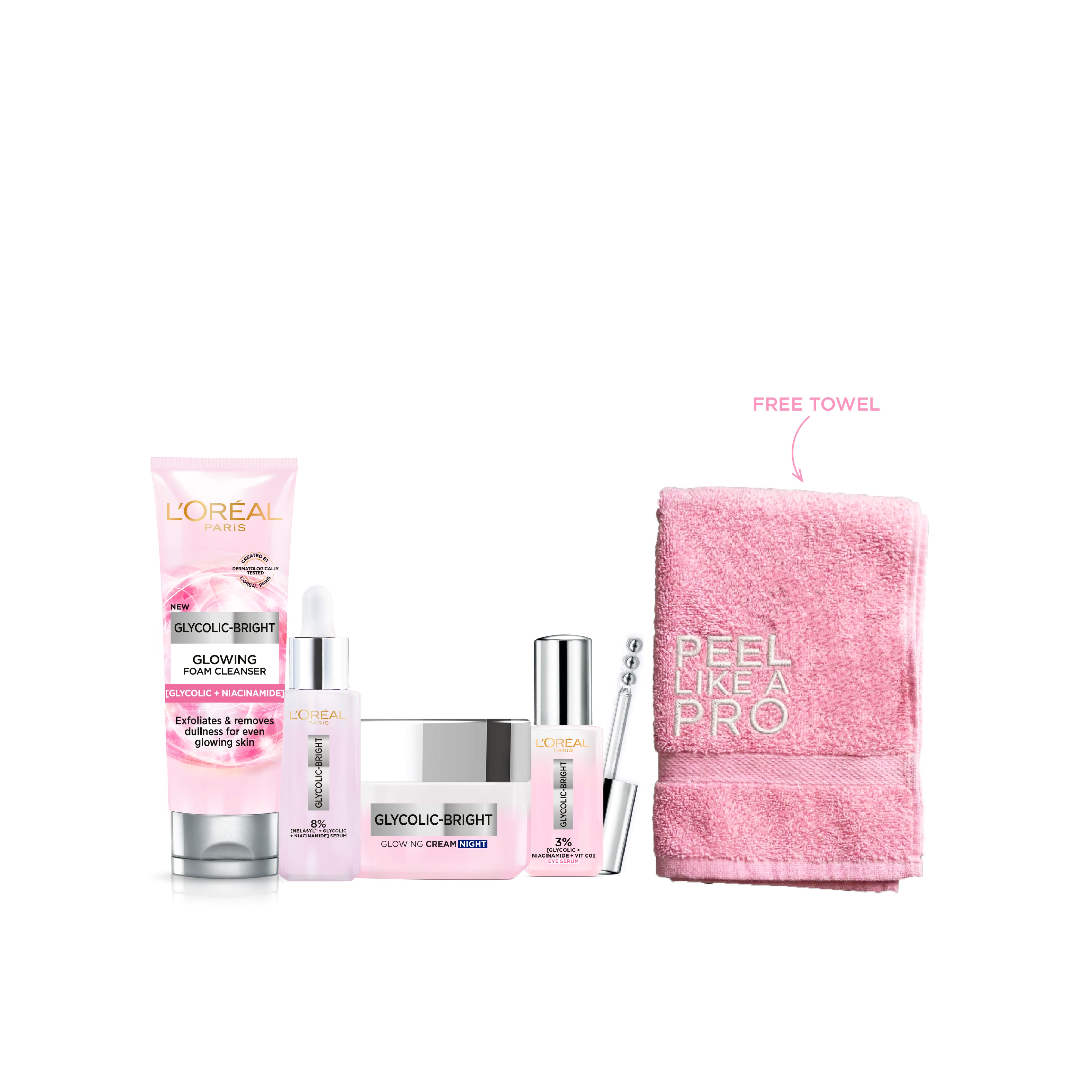 Glycolic Bright Wash + Serum + Eye Serum + Night Cream