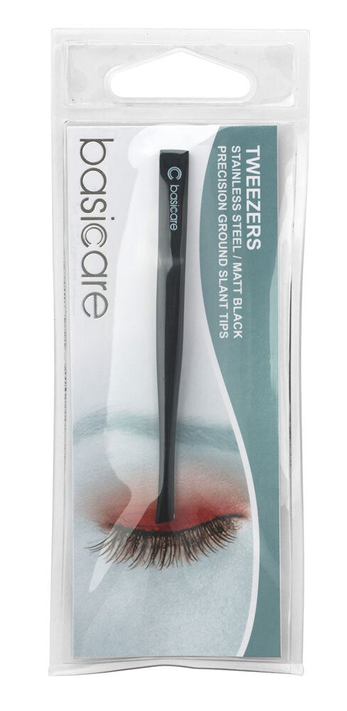 Tweezers Slant Tip Matte Black 8.5cm - MazenOnline