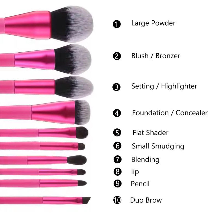 Royal Cosmetics - HOT PINK- 10 piece brush set | MazenOnline
