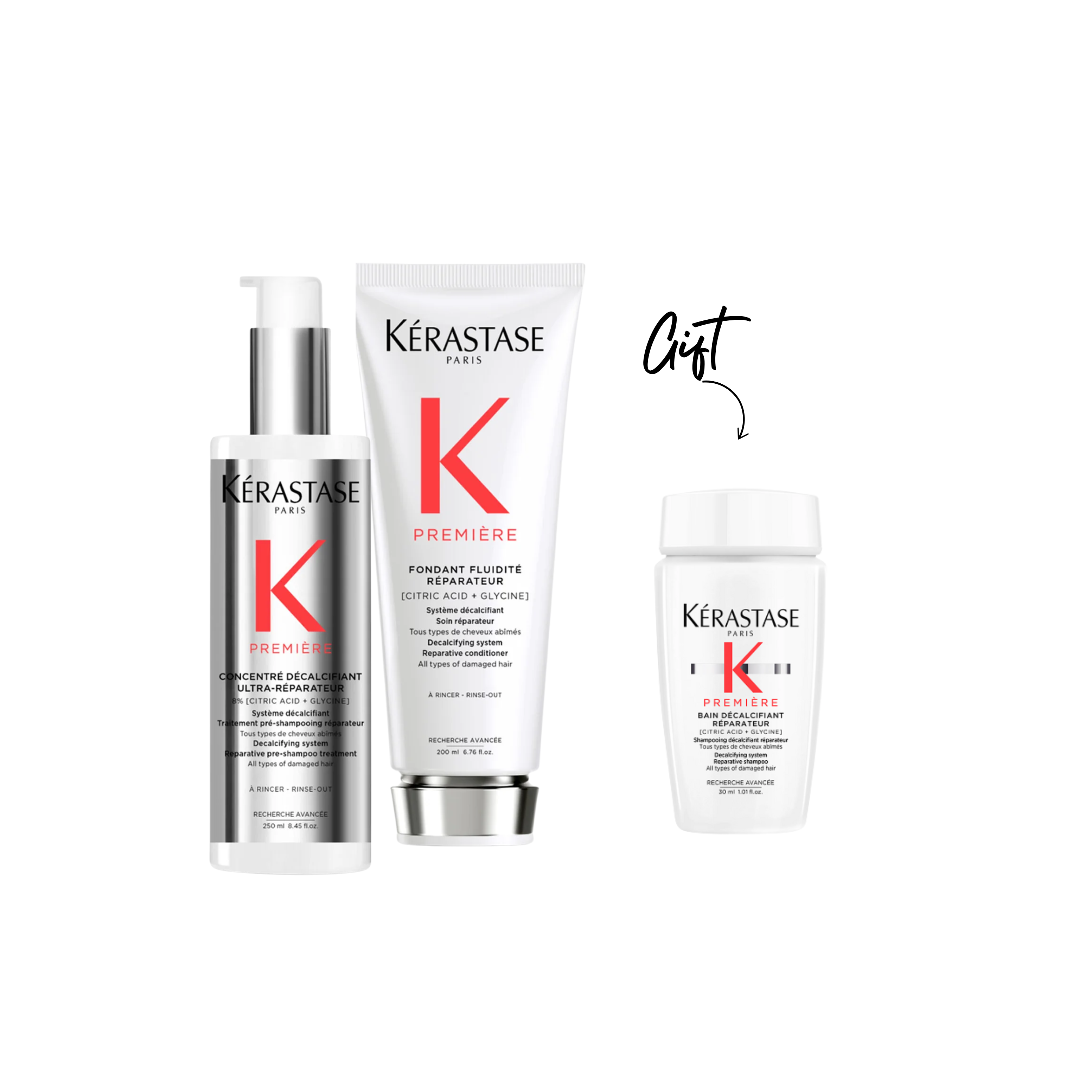 Première - Fondant Fluidity Repairing Repairing Conditioner + Ultra-Repairing Decalcifying Concentrate Repairing Pre-Shampoo Treatment + Gift