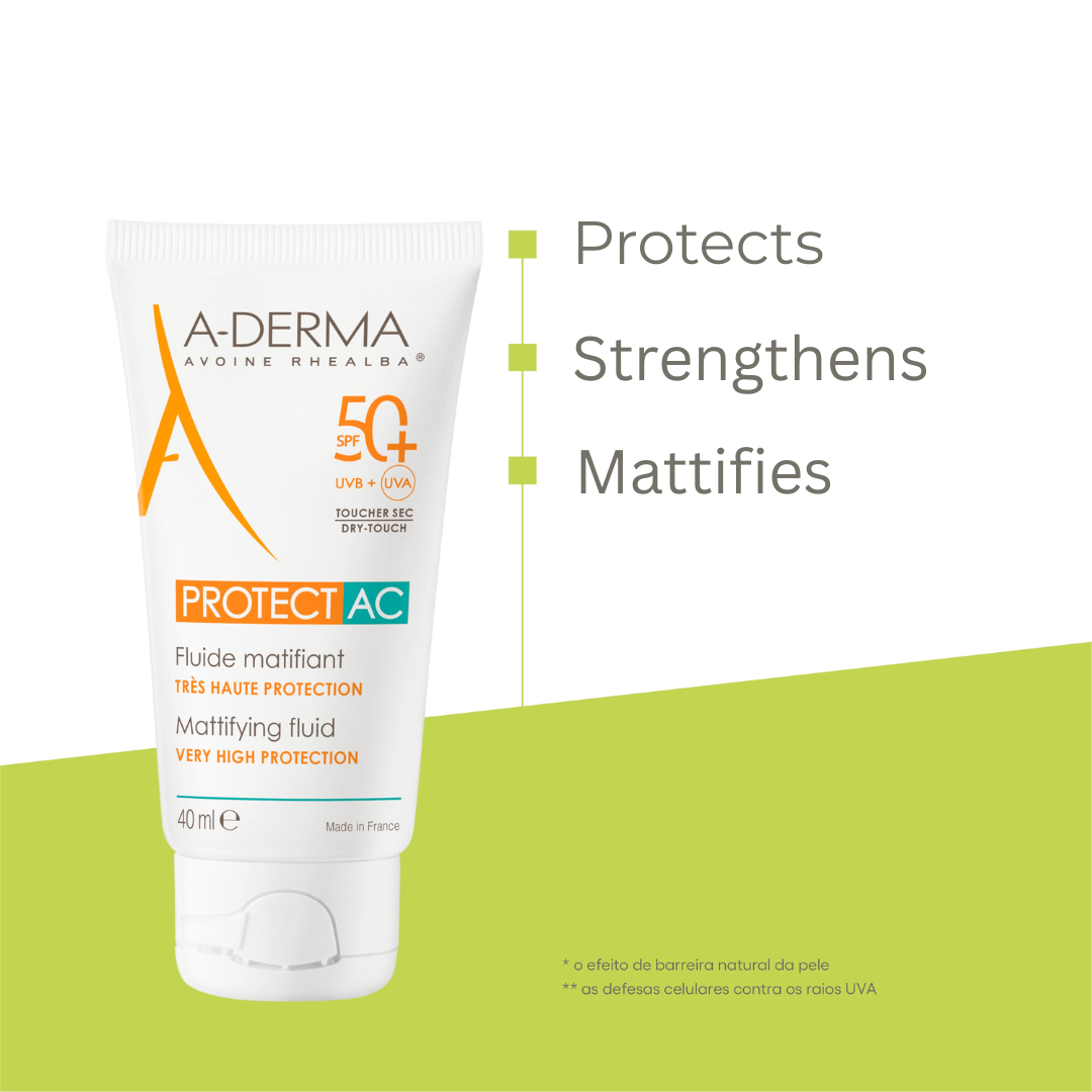 Aderma - A-Derma Buy 1 Get 1 Protect AC Mattifying Face Sunscreen Fluid SPF50+ for acne prone skin 40ml | MazenOnline