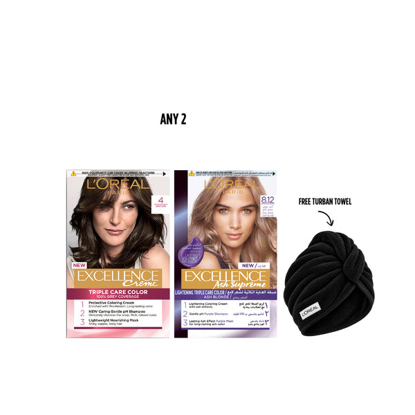 L'Oréal Paris 2x Excellence Bundle hair color products displayed together