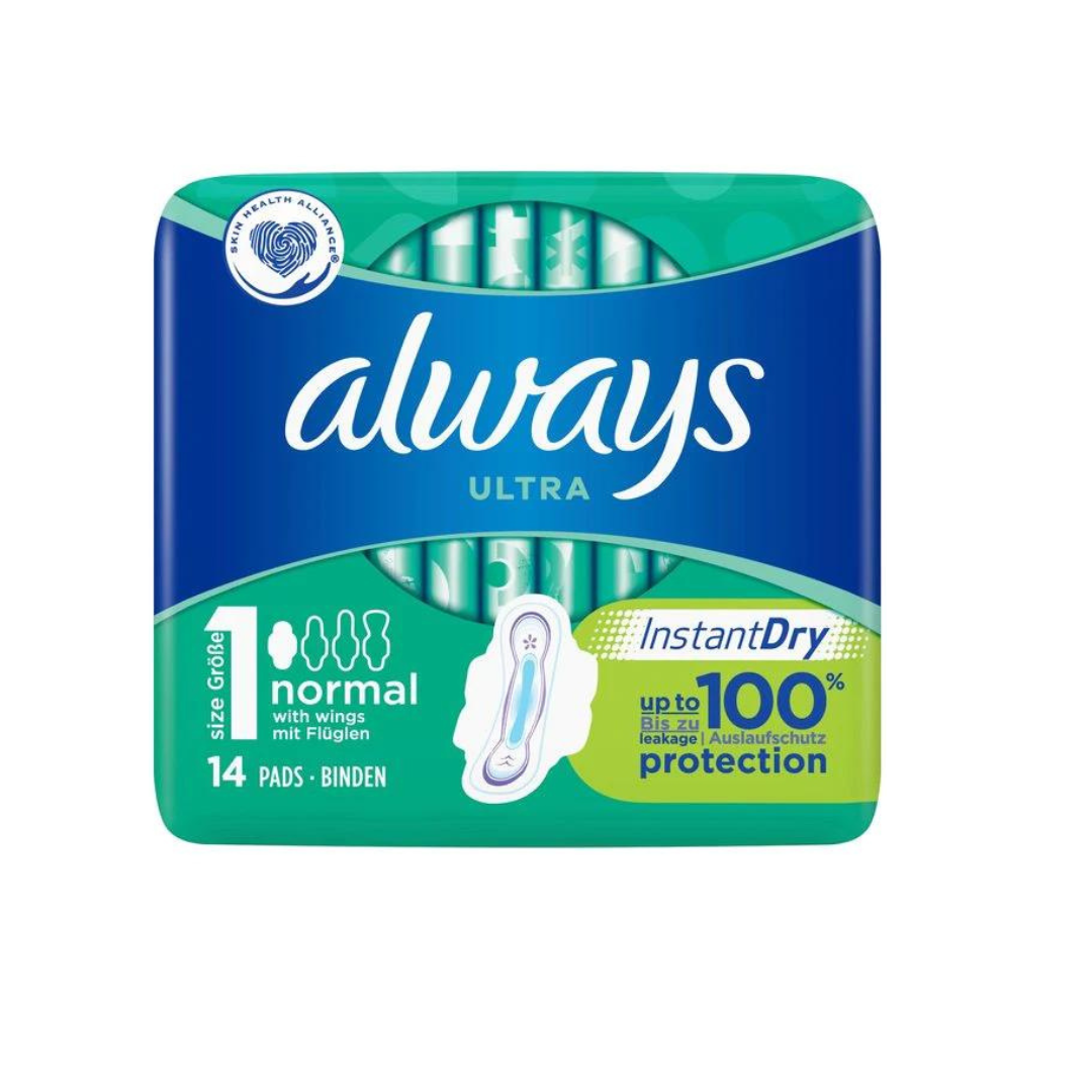 Always Ultra Normal Sanitary Towels Wings 14 Pads - MazenOnline