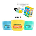Two Garnier Fresh & Bright creams with a gift box, featuring colorful packaging and skincare products in a clean, bright setting.