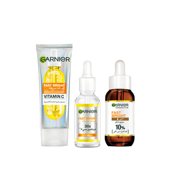 Fast bright serum cleanser + day serum + night serum