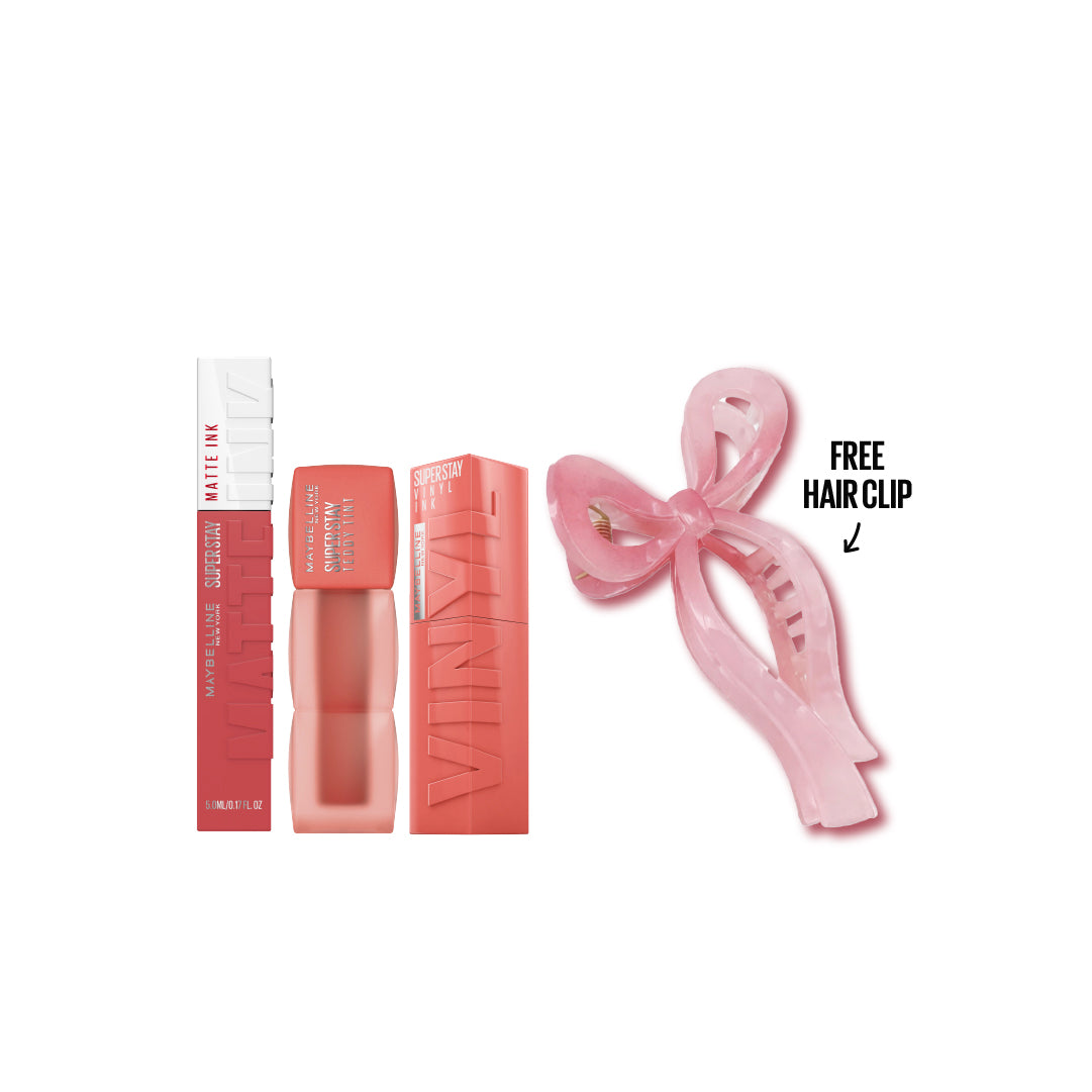 Super Stay Matte Ink Liquid long lasting Lipstick + Super Stay Vinyl Ink Longwear Liquid Lip Color + Super Stay Teddy Tint  Soft Blurred Matte Lip Tint + Gift - MazenOnline